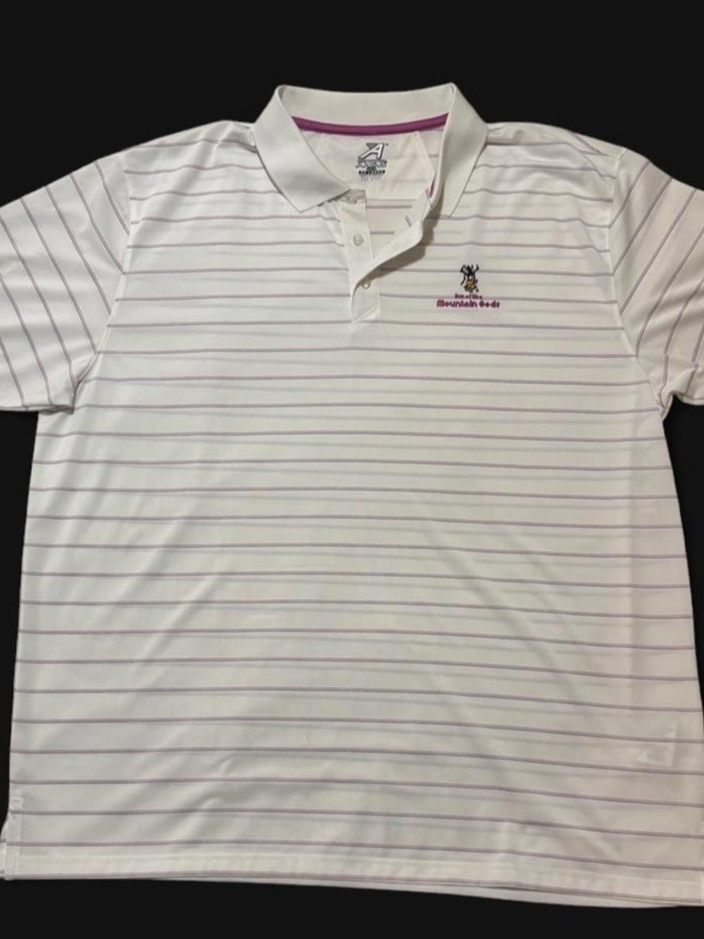 Ahead Golf Polo – White Pinstripe – "Inn of the Mountain Gods" Embroidery – XXL